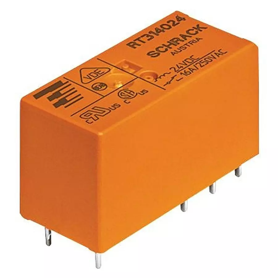 SCHRACK - TE CONNECTIVITY RELAY, POWER, PCB, 24VDC, 8A, 8-1393243-5