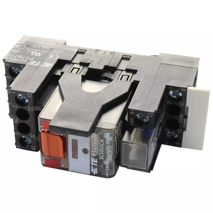 SCHRACK - TE CONNECTIVITY POWER RELAY, DPDT, 12A, 240VAC, DIN RAIL, 6-1415074-1