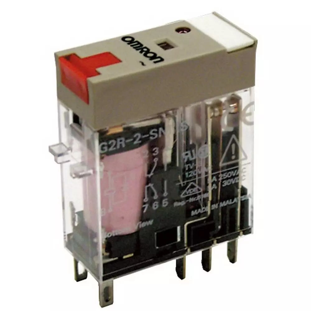 Omron Relay Plug-in 8-Pin DPDT 5 A Mechanical & LED Indicators Lockable Test Button Label Facility, G2RN8840G
