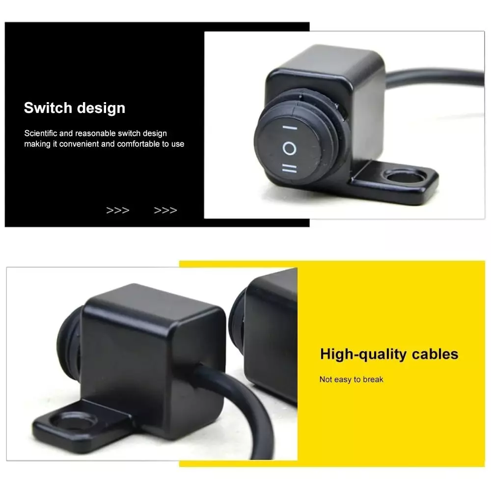 Amici Auto 12 V Motorcycle Mirror-Mount Switch 16 Amps For Fog-Lamps, Headlight, etc