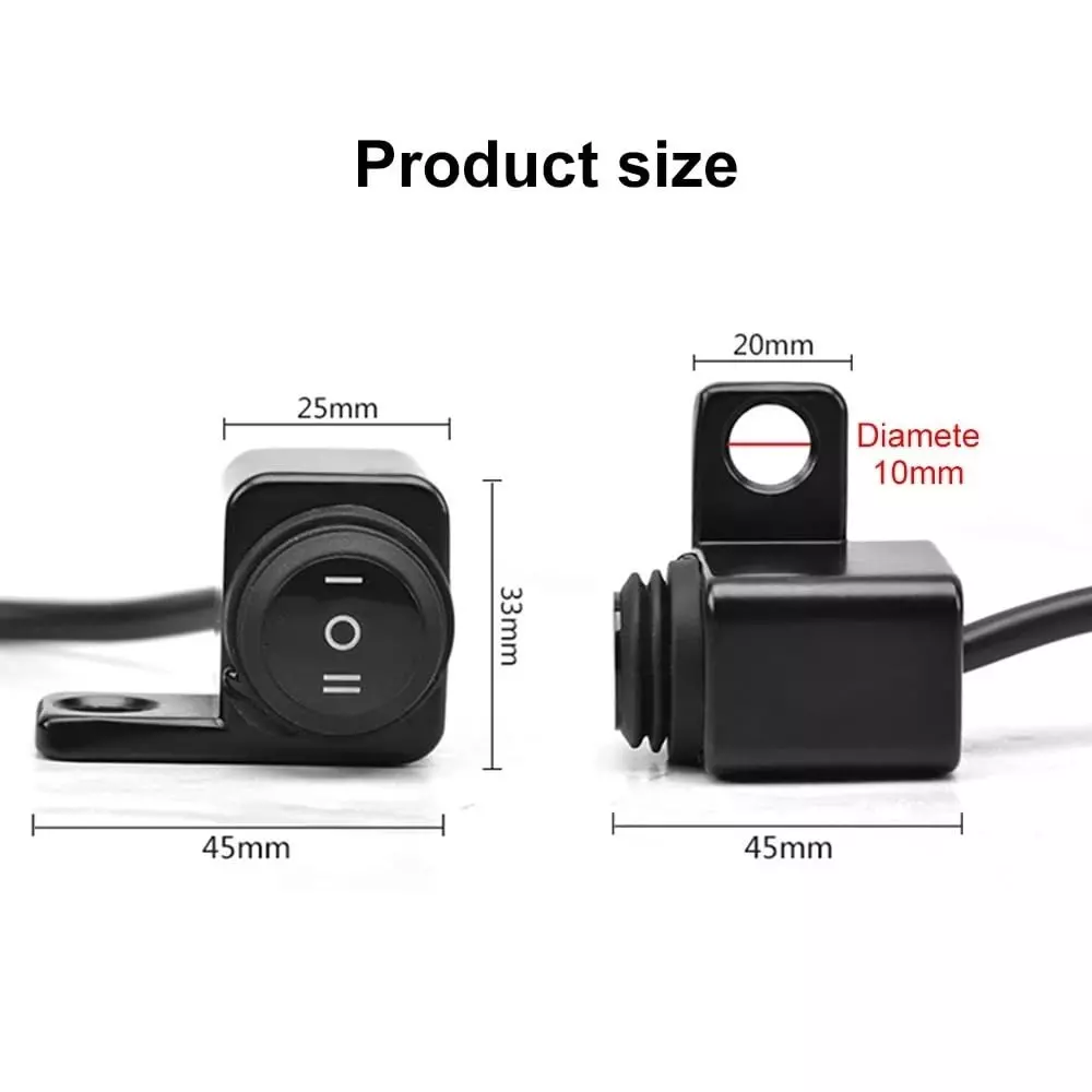Amici Auto 12 V Motorcycle Mirror-Mount Switch 16 Amps For Fog-Lamps, Headlight, etc