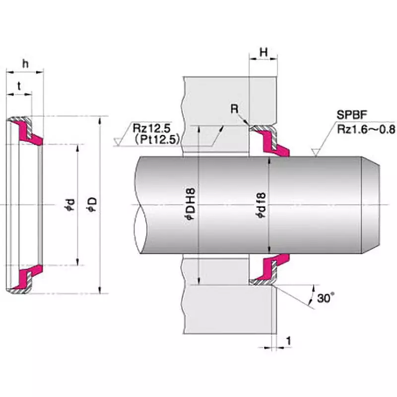 NOK 240x265 mm DKH Type Reciprocating Dust Seal, DKH 240 265 12 17