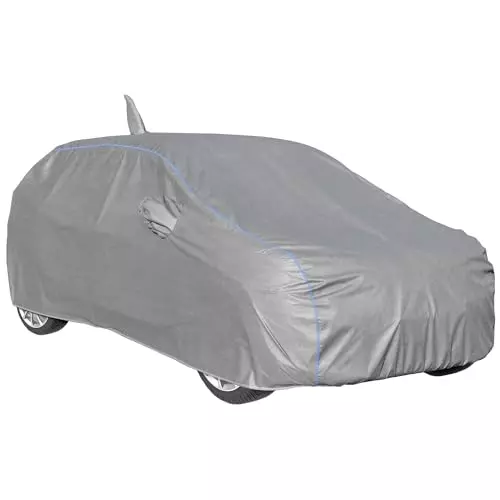 AllExtreme Waterproof Car Body Cover 3 Layers UV & Rain Protection Triple Stitched Bottom Elastic with Mirror Pockets Tiebond Grey Color For Tata Punch, PU9001