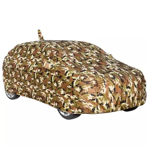 AllExtreme Waterproof Car Body Cover 3 Layers UV & Rain Protection Triple Stitched Bottom Elastic with Mirror Pockets Military Color Camouflage Design For Tata Altroz, TAU5055
