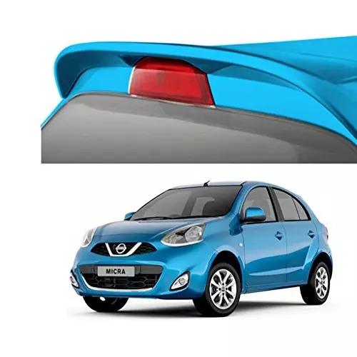Auto Pearl OE Type Car Spoiler ABS Turqouise Blue Compatible For Nissan Micra, Spoiler_Micra_Turqouise_Blue