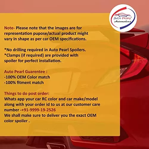 Auto Pearl OE Type Car Body Colored Spoiler ABS Fiery red Compatible For Hyundai Xcent, Spoiler_Xcent_FieryRed