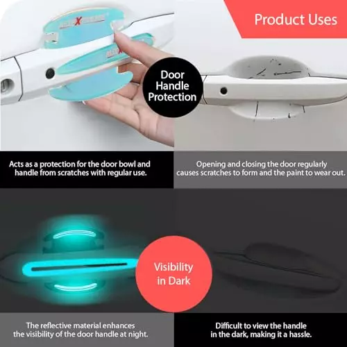 Allextreme Universal Car Door Bowl Reflective Sticker for Car Door Edge & Handle Scratches, ‎ALX-G00F (Pack of 8)