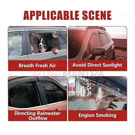 AUTOMANTRA Silver Line Door Visor Polycarbonate 4 Pcs Set for Tata Manza