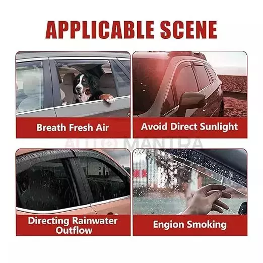 AUTOMANTRA Plain Door Visor Polycarbonate 4 Pcs Set for Renault Captur