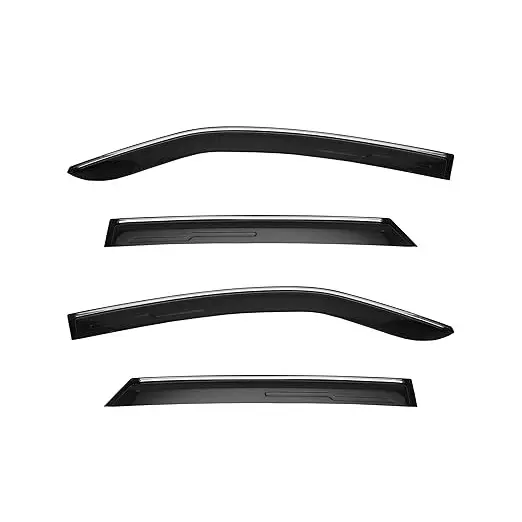 AUTOMANTRA Silver Line & Plain Door Visor Polycarbonate 4 Pcs Set for Mahindra Nuvo Sport