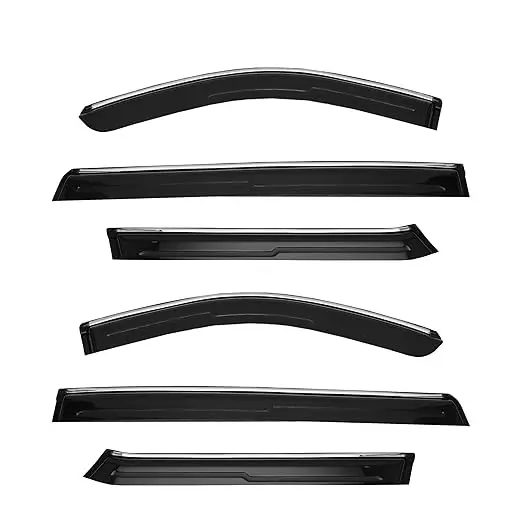 AUTOMANTRA Silver Line & Plain Door Visor Polycarbonate 6 Pcs Set for Renault Lodgy