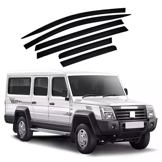 AUTOMANTRA Plain Door Visor Polycarbonate 6 Pcs Set for Force Cruiser/Toofan