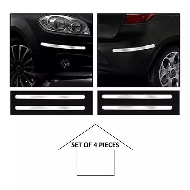 SCA Car Side Bumper Protector Guard with Full Chrome Strip Chevrolet Uva Sail All Models  Set of-4