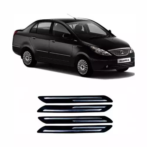 Carsonia Black Rubber Bumper Guard for Tata Manza (Pack of 4)