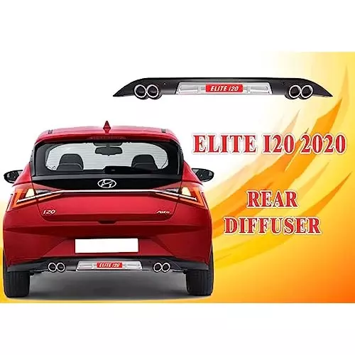 Auto Pearl Bumper Diffuser Reflector ABS Rear Compatible For Hyundai I20 2020, Diffuser16_i20_2020_Rear
