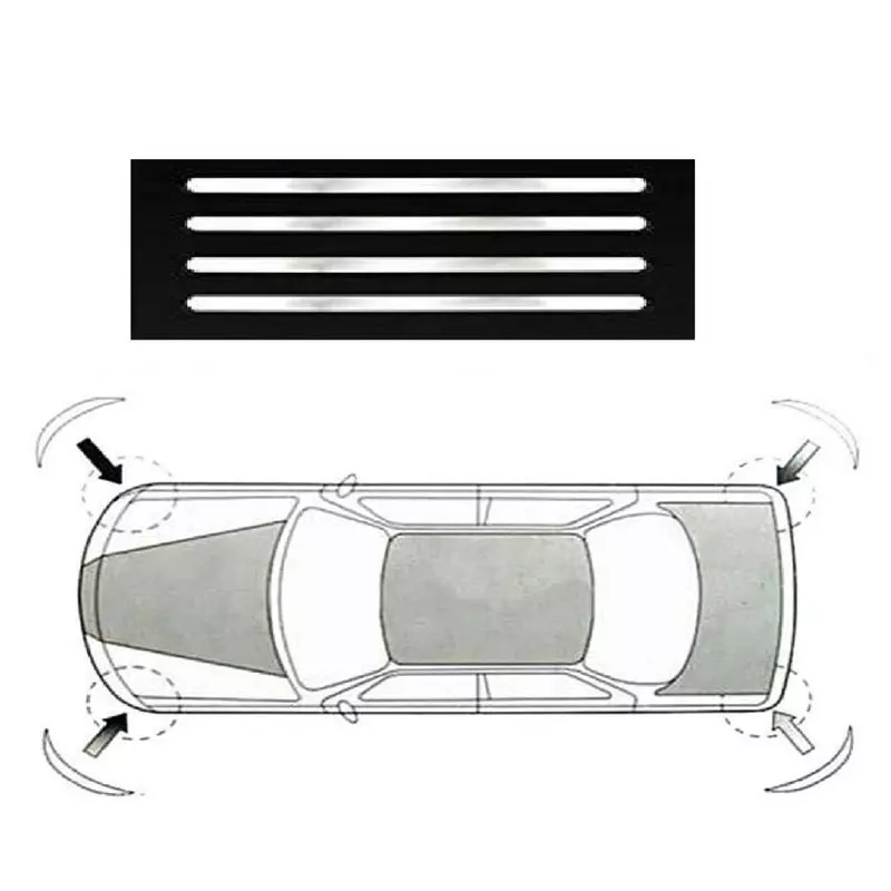 SCA Stainless Steel Car Side Bumper Protector Guard Full Chrome Strip Rear & Front for Santrro 2008 to 2015 All Models (Set of 4)