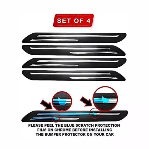 Carsonia Black Rubber Bumper Guard for Tata Indica EV2 (Pack of 4)