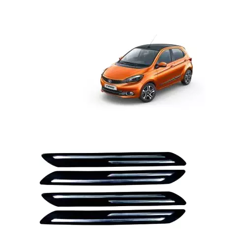 Carsonia Black Rubber Bumper Guard for Tata Tiago (Pack of 4)