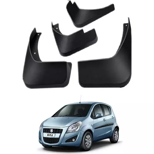 Carsonia Front & Rear Mudguard Plastic Black for Maruti Ritz (Set of 4)