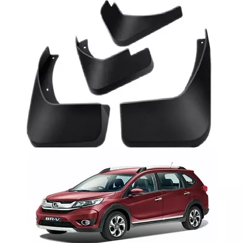 Carsonia Front & Rear Mudguard Plastic Black for Honda BRV i-VTEC E MT Petrol (Set of 4)