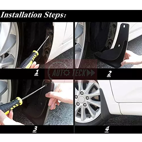 Auto Pearl Mud Flaps ‎Front PVC ‎Black Compatible For Skoda Rapid