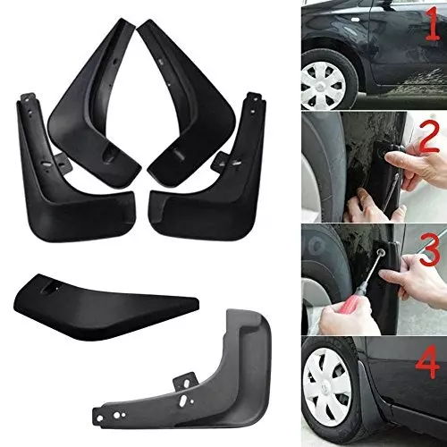 Auto Pearl Mud Flap/Splash Guard ‎ABS Plastic Black Compatible For Tata Safari 2021-2023 (Set of 4)