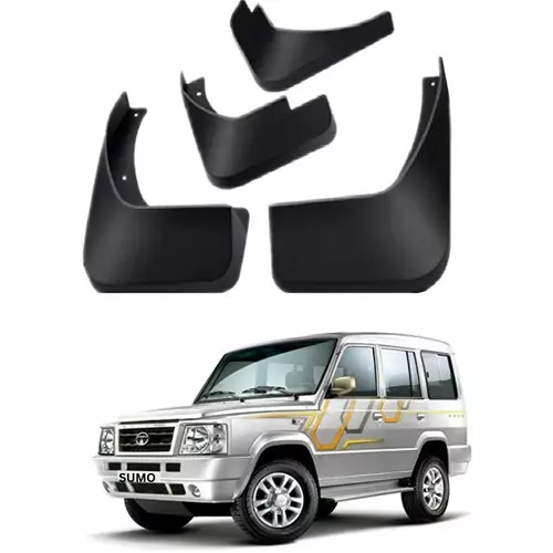 Carsonia Front & Rear Mudguard Plastic Black for Tata Sumo (Set of 4)