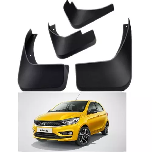 Carsonia Front & Rear Mudguard Plastic Black for Tata Tiago 2020 (Set of 4)