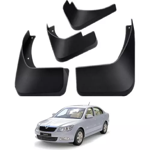 Carsonia Front & Rear Mudguard Plastic Black for Skoda Laura (Set of 4)