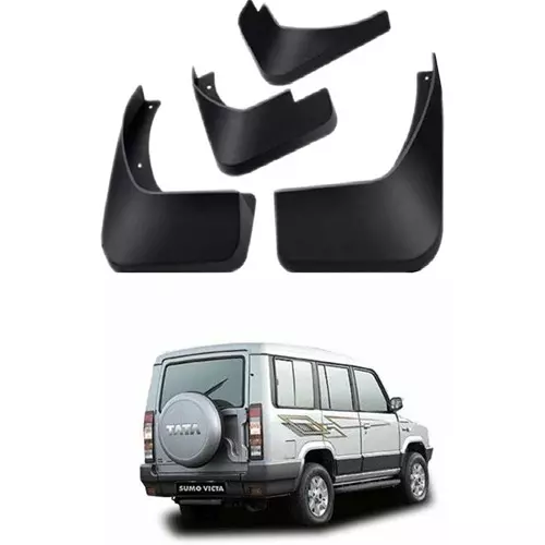 Carsonia Rear Mudguard Plastic Black for Tata Sumo Victa Rear (Set of 2)