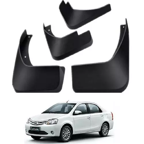 Carsonia Front & Rear Mudguard Plastic Black for Toyota Etios (Set of 4)