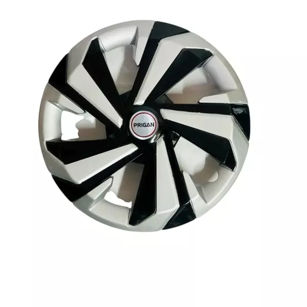 Prigan Glider DC Car Wheel Cover 350 mm (14 inch) High-Grade ABS Silver & Black for Passenger Vehicle (Set of 4 Pcs)
