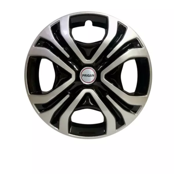 Prigan Golf Car Wheel Cover 350 mm (14 inch) High-Grade ABS Black & Silver for Passenger Vehicle (Set of 4 Pcs)
