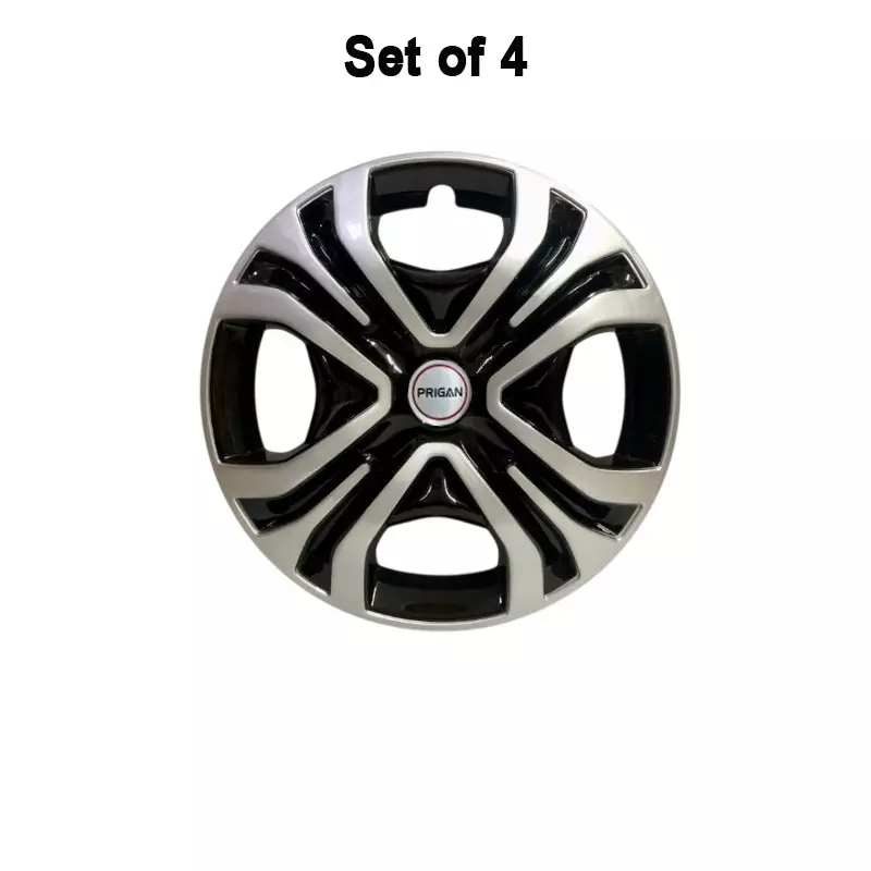 prigan-golf-car-wheel-cover-350-mm-14-inch-high-grade-abs-black-silver-for-passenger-vehicle-set-of-4-pcs