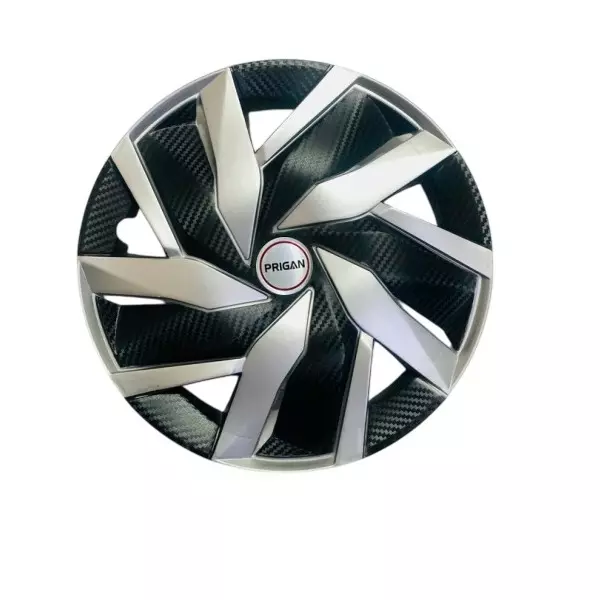 Prigan Eagle D/C Car Wheel Cover 300 mm (12 inch) High-Grade ABS Black & Silver for Passenger Vehicle (Set of 4 Pcs)