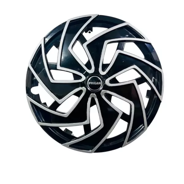Prigan Spyder DC Car Wheel Cover 350 mm (14 inch) High-Grade ABS Black & Silver for Passenger Vehicle (Set of 4 Pcs)