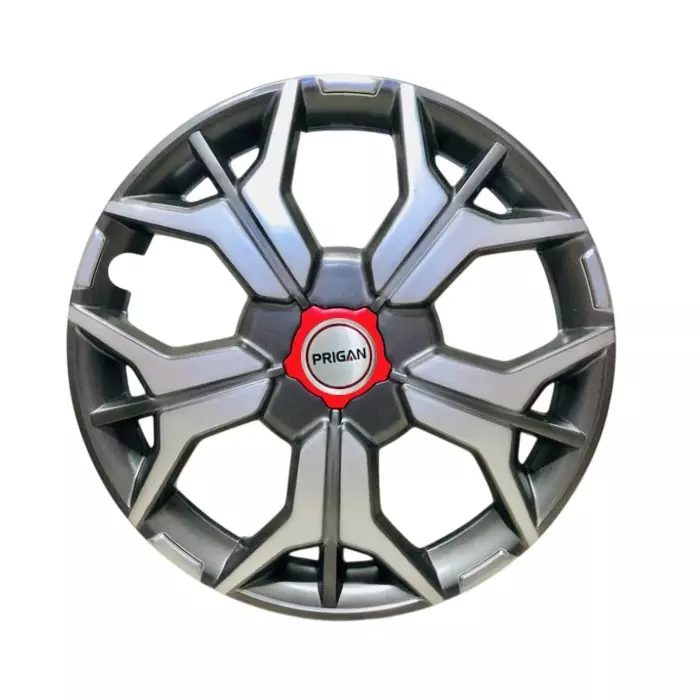 Prigan Sharp D/C Car Wheel Cover 325 mm (13 inch) High-Grade ABS Grey & Silver for Passenger Vehicle (Set of 4 Pcs)