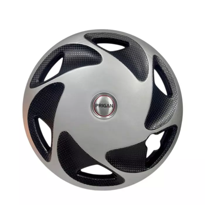 Prigan Shelby D/C Car Wheel Cover 325 mm (13 inch) High-Grade ABS Black & Silver for Passenger Vehicle (Set of 4 Pcs)