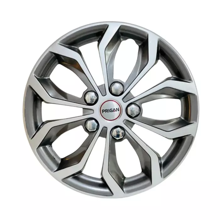 Prigan Vision Car Wheel Cover 325 mm (13 inch) High-Grade ABS Grey & Silver for Passenger Vehicle (Set of 4 Pcs)