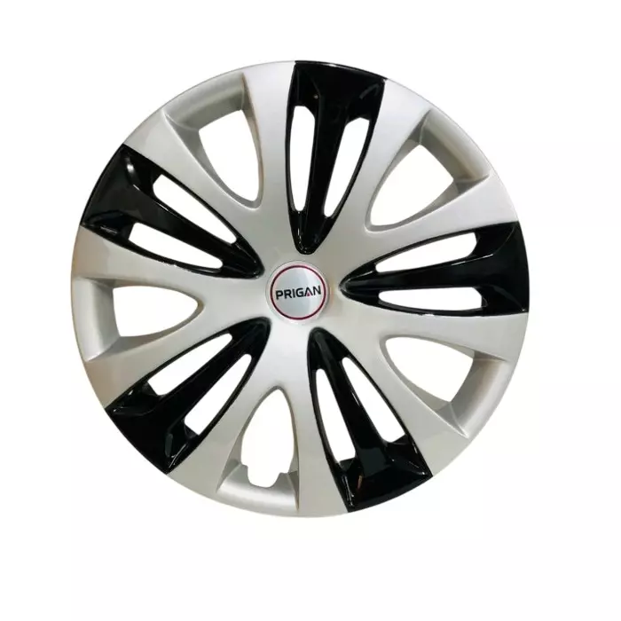 Prigan Ertiga T1 DC Car Wheel Cover 325 mm (13 inch) High-Grade ABS Black & Silver for Passenger Vehicle (Set of 4 Pcs)