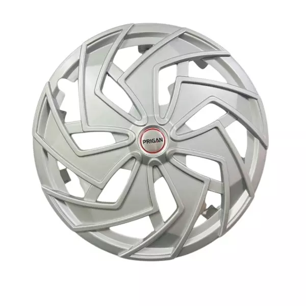 Prigan Spyder Car Wheel Cover 350 mm (14 inch) High-Grade ABS Silver for Passenger Vehicle (Set of 4 Pcs)