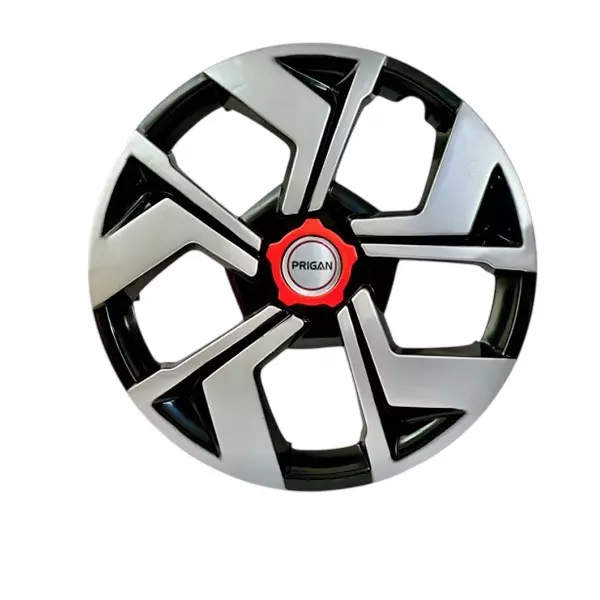 Prigan Hawk DC Car Wheel Cover 350 mm (14 inch) High-Grade ABS Silver & Black for Passenger Vehicle (Set of 4 Pcs)