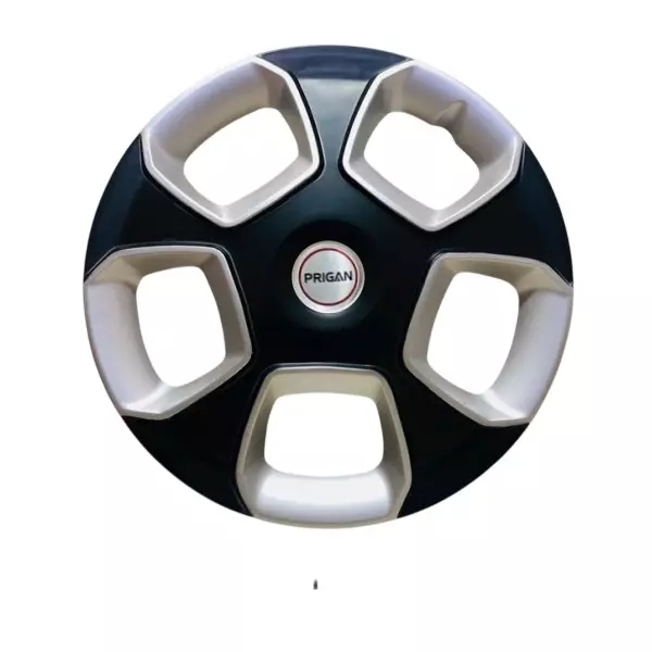Prigan Thor DC Car Wheel Cover 350 mm (14 inch) High-Grade ABS Black & Silver for Passenger Vehicle (Set of 4 Pcs)