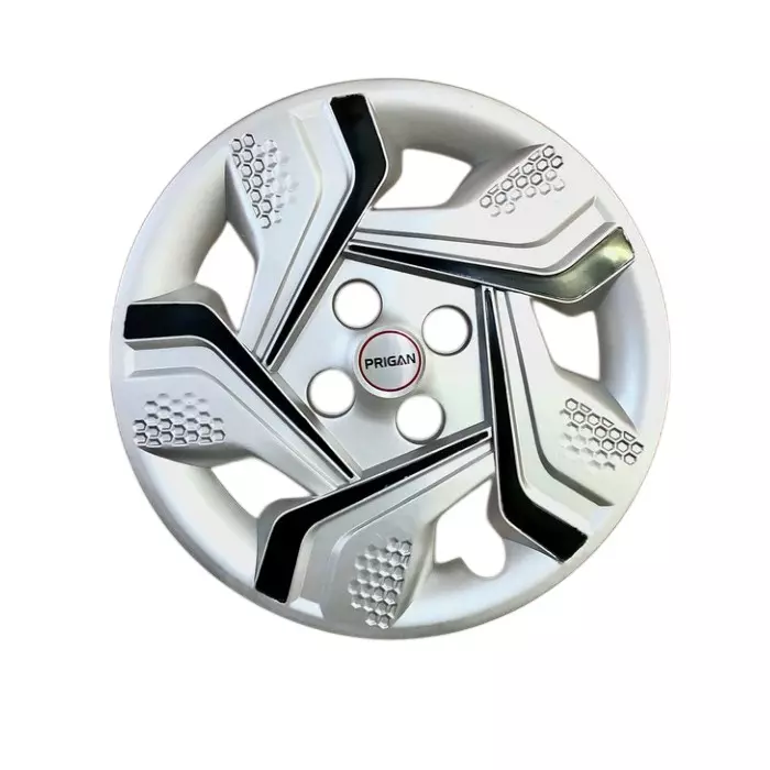 Prigan Aura DC Car Wheel Cover 325 mm (13 inch) High-Grade ABS Silver & Black for Passenger Vehicle (Set of 4 Pcs)