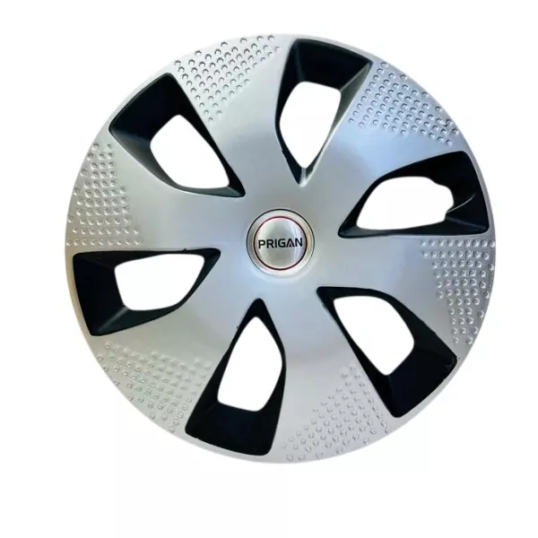 Prigan Flex D/C Car Wheel Cover 350 mm (14 inch) High-Grade ABS Silver & Black for Passenger Vehicle (Set of 4 Pcs)