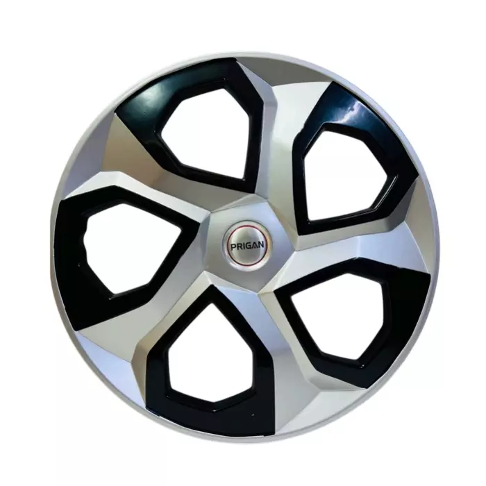 Prigan Brezza DC Car Wheel Cover 325 mm (13 inch) High-Grade ABS Silver & Black for Passenger Vehicle (Set of 4 Pcs)