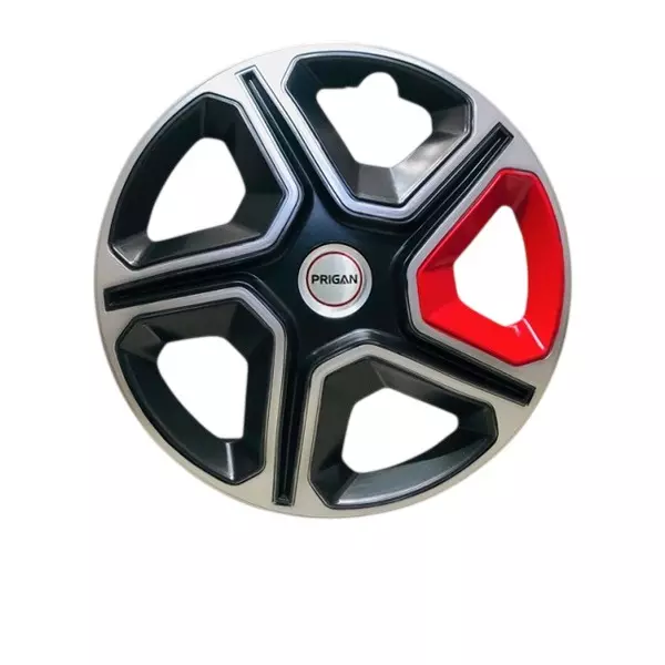 Prigan Nexon Car Wheel Cover 350 mm (14 inch) High-Grade ABS Silver, Black & Red for Passenger Vehicle (Set of 4 Pcs)