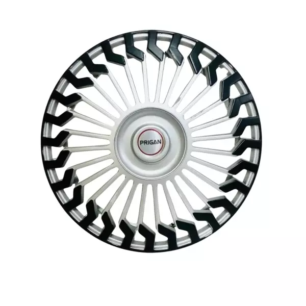 Prigan Hunter Car Wheel Cover 350 mm (14 inch) High-Grade ABS Silver & Black for Passenger Vehicle (Set of 4 Pcs)