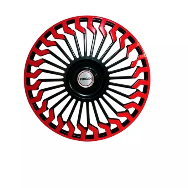 Prigan Hunter Car Wheel Cover 350 mm (14 inch) High-Grade ABS Black & Red for Passenger Vehicle (Set of 4 Pcs)