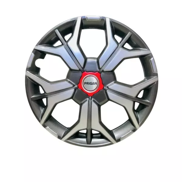Prigan Sharp Car Wheel Cover 350 mm (14 inch) High-Grade ABS Grey & Silver for Passenger Vehicle (Set of 4 Pcs)